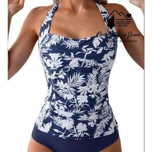 Eomenie Plus Size Halter Tankini Swimsuit Size XXL